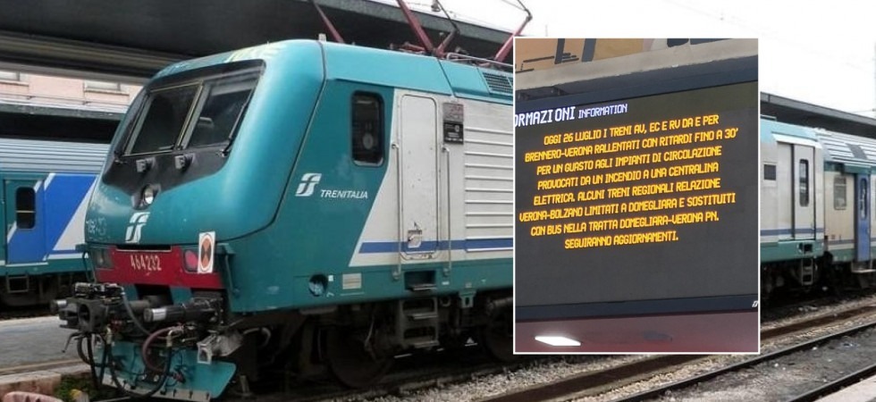 Incendio centralina elettrica a Parona: per tutti i treni ritardi fino a 30 minuti e tra Verona e Domegliara corsa in bus